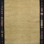 8'8"x12' Decorative Tan Tibetan Wool & Silk Hand-Knotted Rug