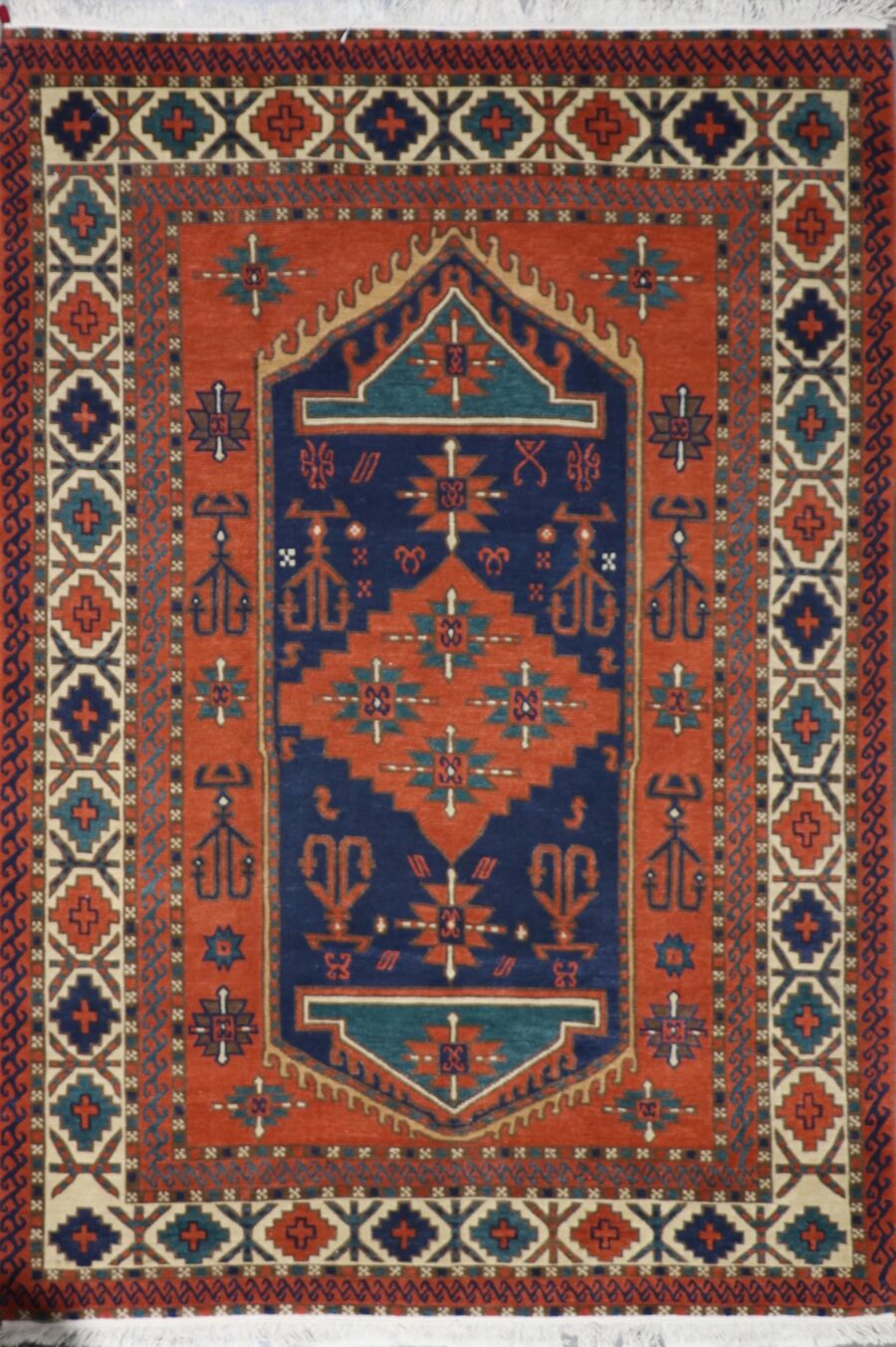 6’2”x9’1” Traditional Orange Wool Hand-Knotted Rug - Direct Rug Import | Rugs in Chicago, Indiana,South Bend,Granger