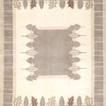 7’11”x9’11” Contemporary Ivory Wool Hand-Knotted Rug