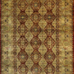 6'x9'4" Decorative Gold Kashan Wool Hand-Knotted Rug