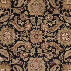 8’9”x9’3” Traditional Black Kashan Wool Hand-Knotted Rug