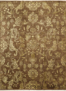 9’x12’4” Transitional Brown Nepal Wool & Silk Hand-Knotted Rug