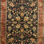 5'9"x7'9" Decorative Black Wool Hand-Knotted Rug