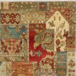 6'x9'4" Decorative Green & Brown Wool Hand-Knotted Rug - Image 2