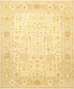 8’x9’8” Traditional Tan Wool Hand-Knotted Rug