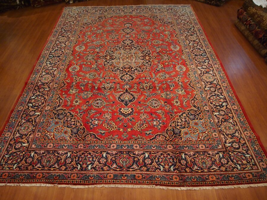 10'9'' X 13'6'' Persian Kashan Medallion Semi-Antique Red Rectangle Wool Rug - Direct Rug Import | Rugs in Chicago, Indiana,South Bend,Granger
