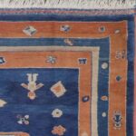 4’7”X5’ Traditional Blue Afghan Wool Hand-Knotted Rug - Image 3