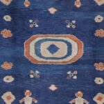 4’7”X5’ Traditional Blue Afghan Wool Hand-Knotted Rug - Image 2