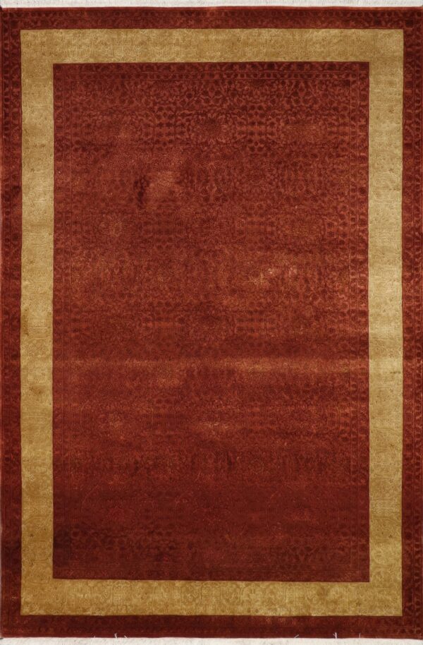 5’x8’ Transitional Rust Wool & Silk Hand-Knotted Rug - Direct Rug Import | Rugs in Chicago, Indiana,South Bend,Granger