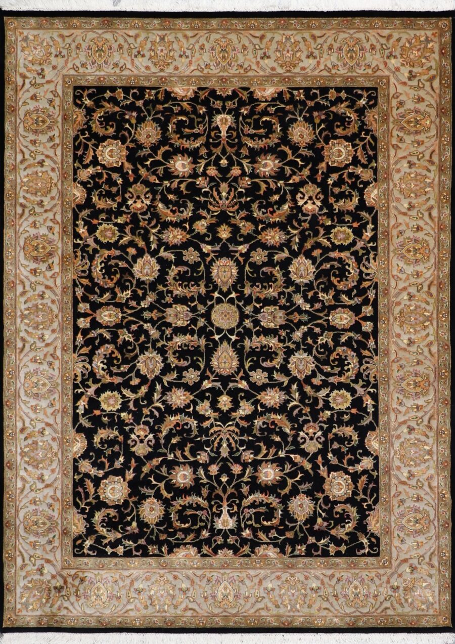 5’5”x7’6” Traditional Black Wool & Silk Hand-Knotted Rug - Direct Rug Import | Rugs in Chicago, Indiana,South Bend,Granger
