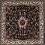 5’1”x5’1” Traditional Black Wool Hand-Knotted Rug