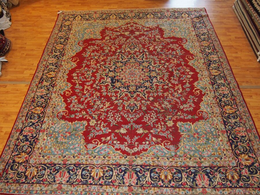 9'1'' X 12' Persian Kerman Overall Semi-Antique Red Rectangle wool Rug - Direct Rug Import | Rugs in Chicago, Indiana,South Bend,Granger
