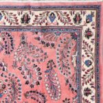 5’6”x5’9”. Traditional Persian red Sarouk Wool Hand-Knotted Rug - Image 3