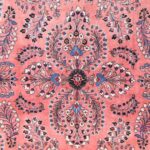 5’6”x5’9”. Traditional Persian red Sarouk Wool Hand-Knotted Rug - Image 2