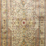 6'4"x9'9" Traditional Ivory Kerman Shah Wool Hand-Knotted Rug