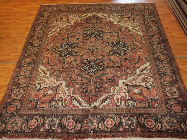 9'9'' X 12'6'' Persian Heriz Overall Semi-Antique Rust Rectangle Wool Rug - Direct Rug Import | Rugs in Chicago, Indiana,South Bend,Granger