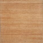 6’2”x8’8” Contemporary Tan Wool Hand-Knotted Rug