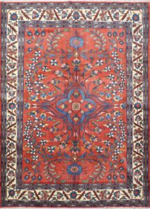 7'x9'11" Persian Traditional red Wool Hand-Knotted Rug