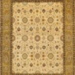 7’9”x10’2” Traditional Tan Wool & Silk Hand-Knotted Rug