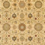 7’9”x10’2” Traditional Tan Wool & Silk Hand-Knotted Rug - Image 2