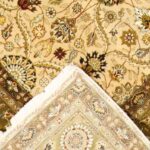 7’9”x10’2” Traditional Tan Wool & Silk Hand-Knotted Rug - Image 4