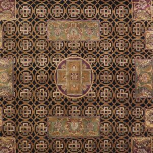 8’x8’ Traditional Black Wool Hand-Knotted Rug
