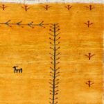 3’11”x4’9” Contemporary Persian Gabbeh Yellow Wool Hand-Knotted Rug - Image 3
