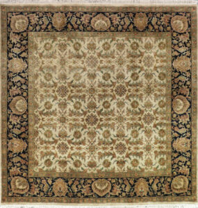9’x9’ Traditional Brown Wool Hand-Knotted Rug