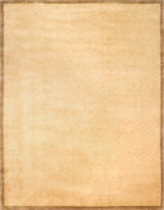 9'x12' Contemporary Tan Wool Hand-Knotted Rug