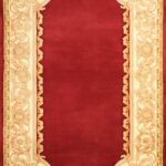 5’x8’2” Aubusson Red Wool Hand-Knotted Rug