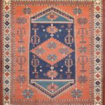 8'3"x10' Decorative Blue Tibet Wool Hand-Knotted Rug
