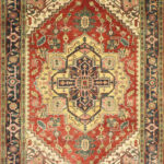 6'1"x8'10" Traditional Red Serapi Wool Hand-Knotted Rug