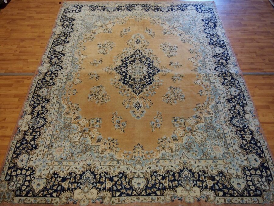 9' X 12'6'' Persian Kerman Overall Semi-Antique Tan Rectangle Wool Rug - Direct Rug Import | Rugs in Chicago, Indiana,South Bend,Granger
