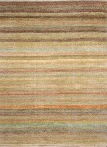 8’1”x12’2” Contemporary Tan Wool Hand-Knotted Rug