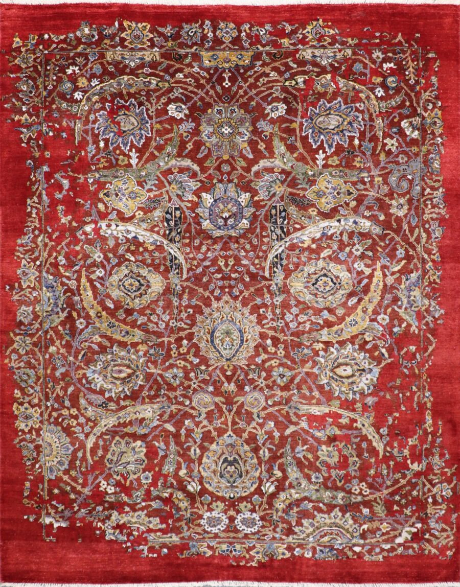 7'8"x9'9" Transitional Red Wool & Silk Hand-Knotted Rug - Direct Rug Import | Rugs in Chicago, Indiana,South Bend,Granger