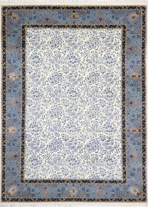 5’8”x8’ Transitional Ivory Wool & Silk Hand-Knotted Rug - Direct Rug Import | Rugs in Chicago, Indiana,South Bend,Granger