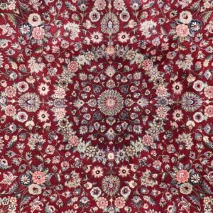 8’x8’2” Traditional Burgundy Tabriz Wool Hand-Knotted Rug