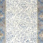 2’9”x9’5” Traditional Ivory & Blue Wool & Silk Hand-Knotted Rug - Image 2