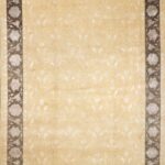 8’8”x14’ Elegant Decorative Tan Wool & Silk Hand-Knotted Rug