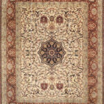 8’1”x10’8” Traditional Isfahan Tan Wool Hand-Knotted Rug