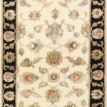 2’6”x10’ Traditional Ivory & Black Wool & Silk Hand-Knotted Rug - Image 2