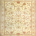 7'11"x9'4" Contemporary Ivory Wool Hand-Knotted Rug