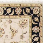 4'1"x6'2" Traditional Cream and Gold Wool & Silk Hand-Knotted Rug - Image 3