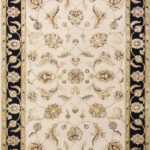 4'1"x6'2" Traditional Cream and Gold Wool & Silk Hand-Knotted Rug