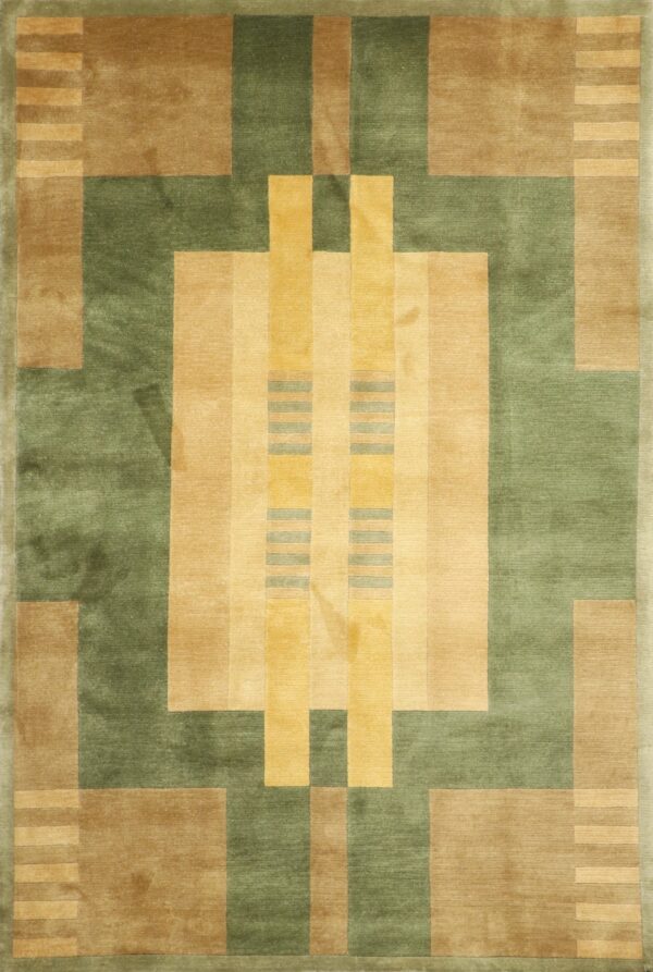 5'6"x8'6” Contemporary Green Wool Hand-Knotted Rug - Direct Rug Import | Rugs in Chicago, Indiana,South Bend,Granger