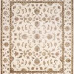 7’11”x9’9” Traditional Ivory Wool Hand-Knotted Rug
