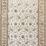 4’3”x6’3” Traditional Ivory Wool & Silk Hand-Knotted Rug