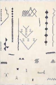 6'3"x9'4" Contemporary Ivory Moroccan Wool Hand-Knotted Rug