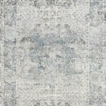 4’x11’10” Transitional Gray & Blue Wool & Silk Hand-Knotted Rug