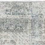 4’x11’10” Transitional Gray & Blue Wool & Silk Hand-Knotted Rug - Image 2
